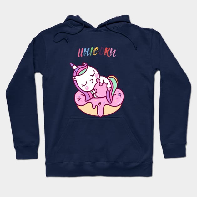 Unicorn Donut Lover Hoodie by JeffDesign